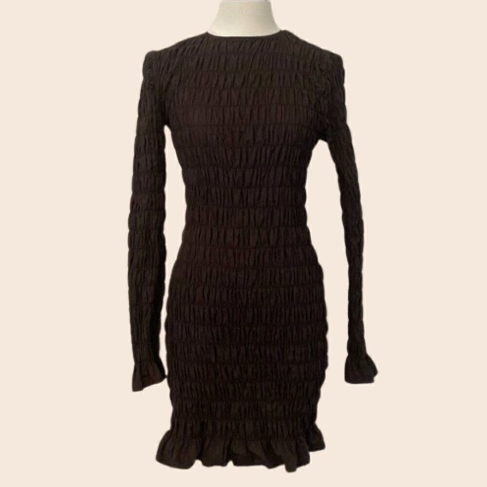 Dolls Kill Another Girl Chocolate Brown Smocked Mini Dress Size 4